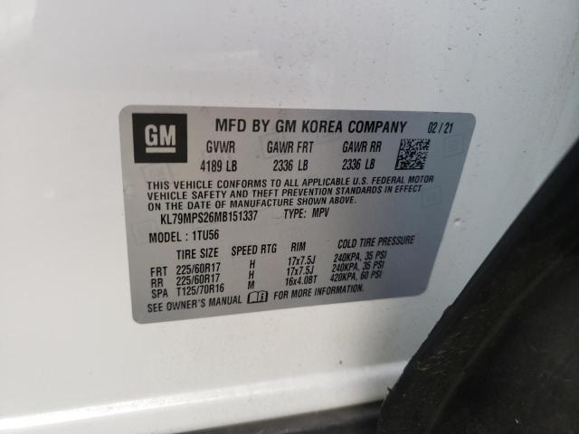 Photo 10 from auction – 2021 CHEVROLET TRAILBLAZE with VIN KL79MPS26MB151337