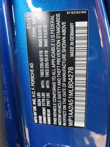 Photo 10 from auction – 2021 PORSCHE MACAN with VIN WP1AA2A51MLB04278