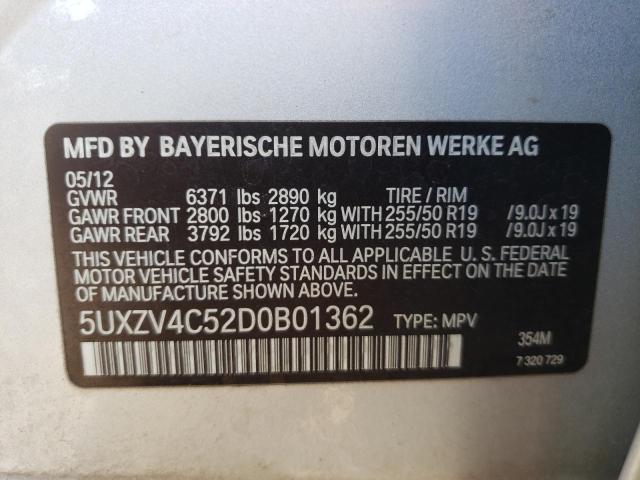 Photo 10 from auction – 2013 BMW X5 XDRIVE3 with VIN 5UXZV4C52D0B01362