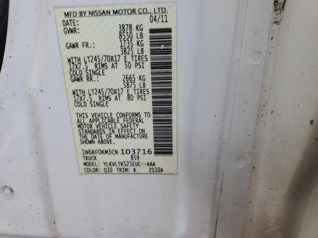 Photo 10 from auction – 2012 NISSAN NV 1500 with VIN 1N6BF0KM3CN103716