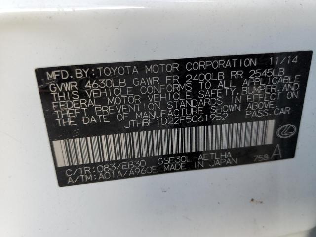 Photo 10 from auction – 2015 LEXUS IS 250 with VIN JTHBF1D22F5061952
