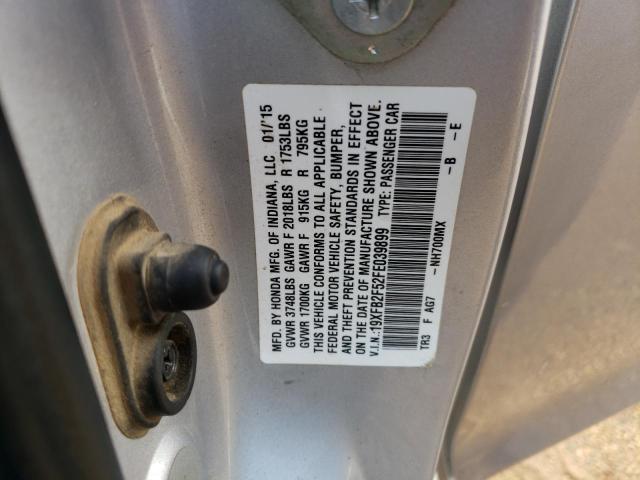 Photo 10 from auction – 2015 HONDA CIVIC LX with VIN 19XFB2F52FE039899