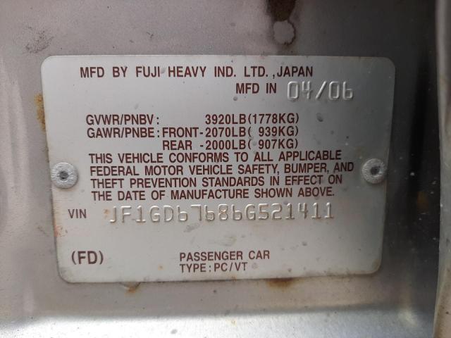 Photo 10 from auction – 2006 SUBARU IMPREZA 2. with VIN JF1GD67686G521411