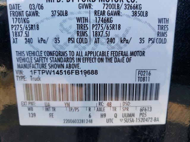 Photo 10 from auction – 2006 FORD F150 SUPER with VIN 1FTPW14516FB19688