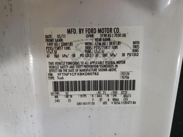 Photo 10 from auction – 2011 FORD F150 with VIN 1FTNF1CFXBKD60782