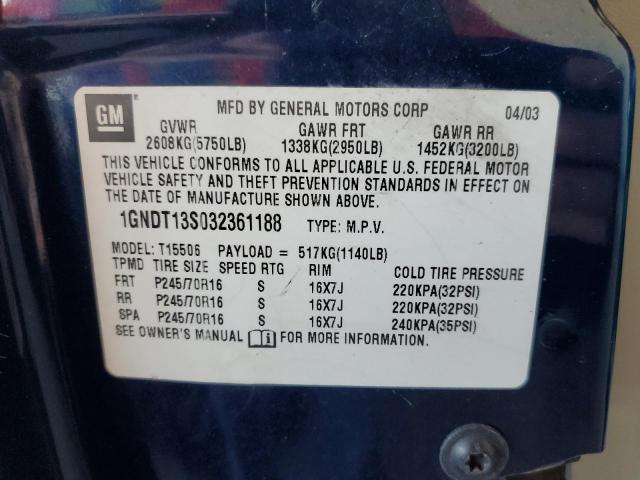 Photo 10 from auction – 2003 CHEVROLET TRAILBLAZE with VIN 1GNDT13S032361188