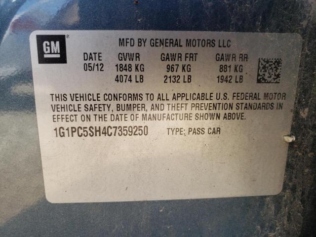 Photo 10 from auction – 2012 CHEVROLET CRUZE LS with VIN 1G1PC5SH4C7359250
