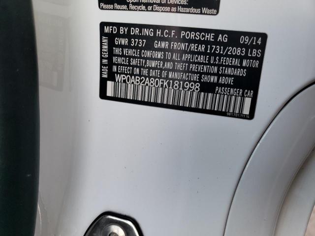 Photo 10 from auction – 2015 PORSCHE CAYMAN S with VIN WP0AB2A80FK181998