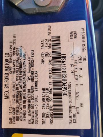 Photo 10 from auction – 2013 FORD FUSION SE with VIN 3FA6P0HR3DR179381