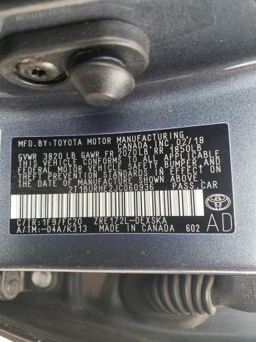 Photo 10 from auction – 2018 TOYOTA COROLLA L with VIN 2T1BURHE2JC060936