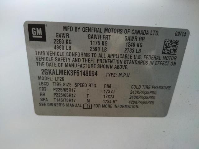 Photo 10 from auction – 2015 GMC TERRAIN SL with VIN 2GKALMEK3F6148094