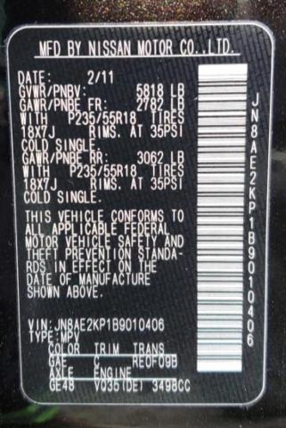 Photo 10 from auction – 2011 NISSAN QUEST S with VIN JN8AE2KP1B9010406