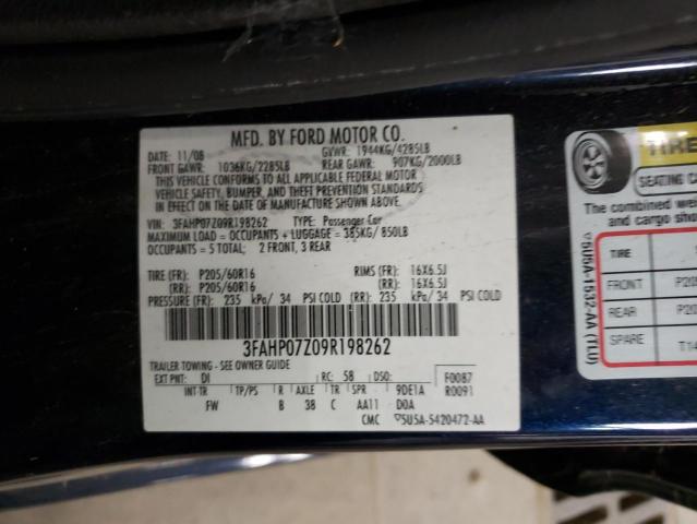 Photo 10 from auction – 2009 FORD FUSION with VIN 3FAHP07Z09R198262