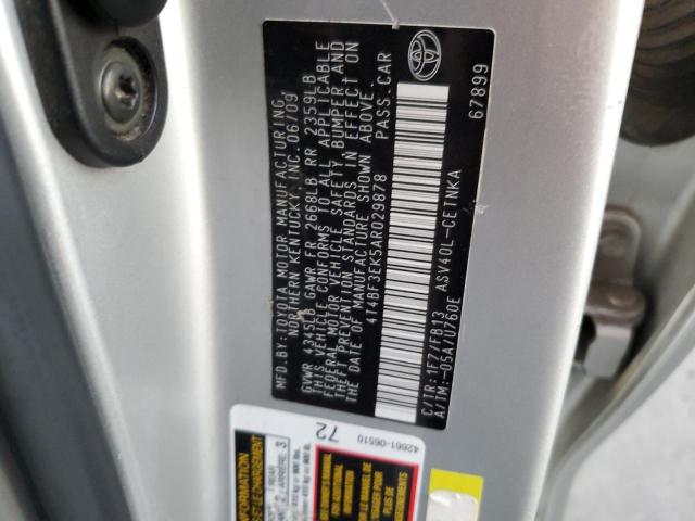 Photo 13 from auction – 2010 TOYOTA CAMRY BASE with VIN 4T4BF3EK5AR029878