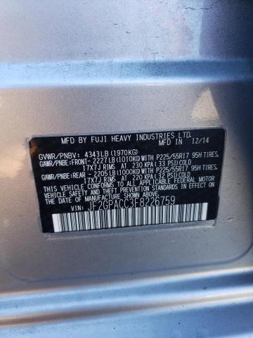 Photo 10 from auction – 2015 SUBARU XV CROSSTR with VIN JF2GPACC3F8226759