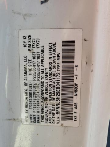 Photo 10 from auction – 2014 HONDA ODYSSEY LX with VIN 5FNRL5H29EB041172