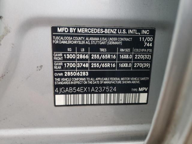 Photo 10 from auction – 2001 MERCEDES-BENZ ML 320 with VIN 4JGAB54EX1A237524