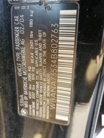Photo 10 from auction – 2004 BMW 530 I with VIN WBANA73534B802763