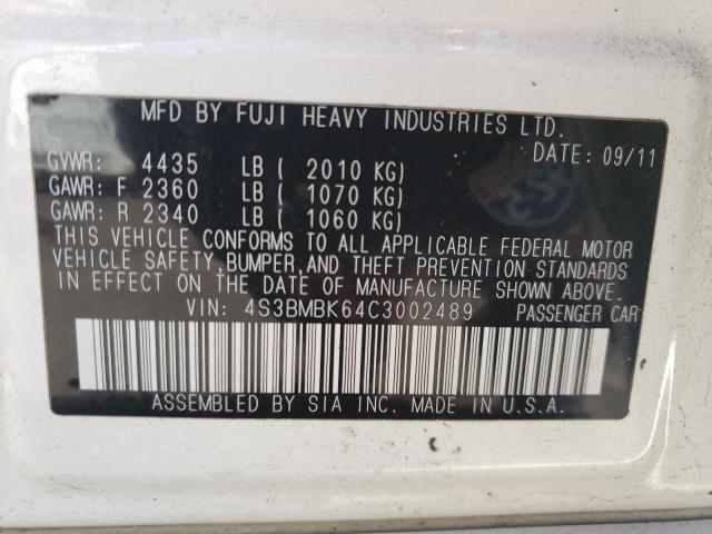 Photo 10 from auction – 2012 SUBARU LEGACY 2.5 with VIN 4S3BMBK64C3002489