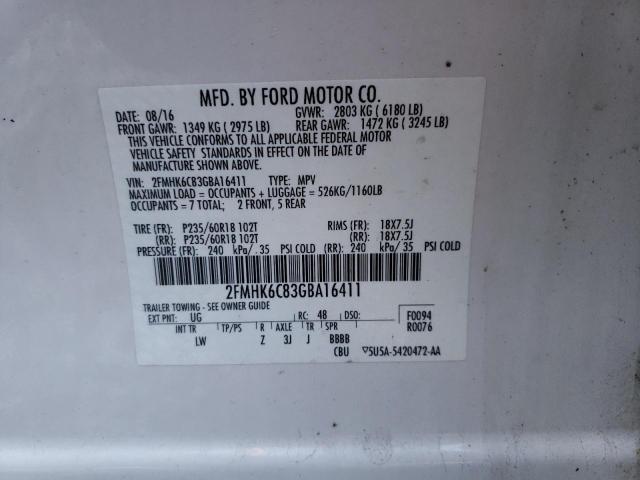 Photo 10 from auction – 2016 FORD FLEX SEL with VIN 2FMHK6C83GBA16411