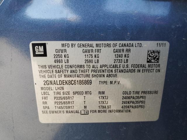 Photo 10 from auction – 2012 CHEVROLET EQUINOX LT with VIN 2GNALDEK8C6186869