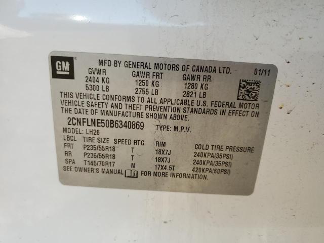 Zdjęcie 10 z aukcji – 2011 CHEVROLET EQUINOX LT z VIN 2CNFLNE50B6340869