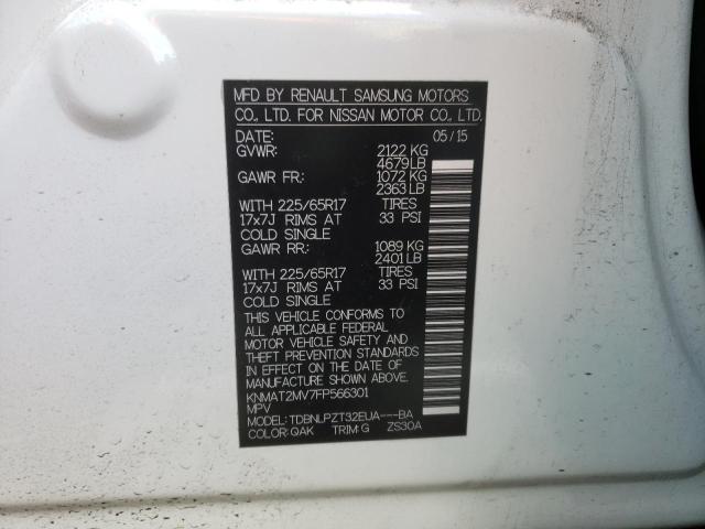 Photo 10 from auction – 2015 NISSAN ROGUE S with VIN KNMAT2MV7FP566301