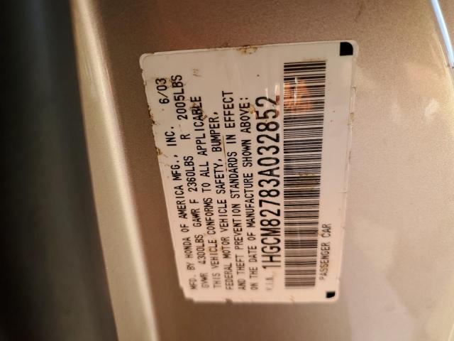 Photo 10 from auction – 2003 HONDA ACCORD EX with VIN 1HGCM82783A032852