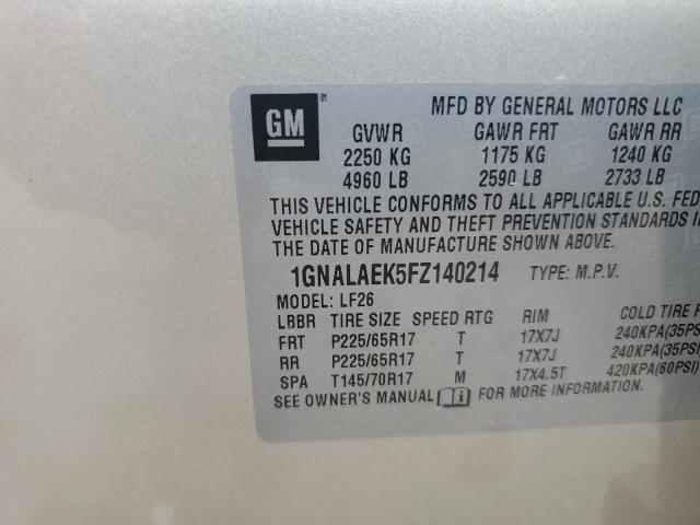Photo 10 from auction – 2015 CHEVROLET EQUINOX LS with VIN 1GNALAEK5FZ140214