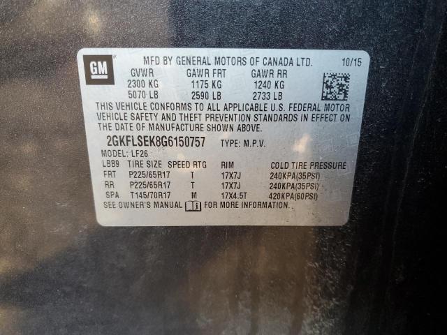 Photo 10 from auction – 2016 GMC TERRAIN SL with VIN 2GKFLSEK8G6150757