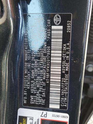 Photo 10 from auction – 2012 TOYOTA CAMRY BASE with VIN 4T1BF1FKXCU179906