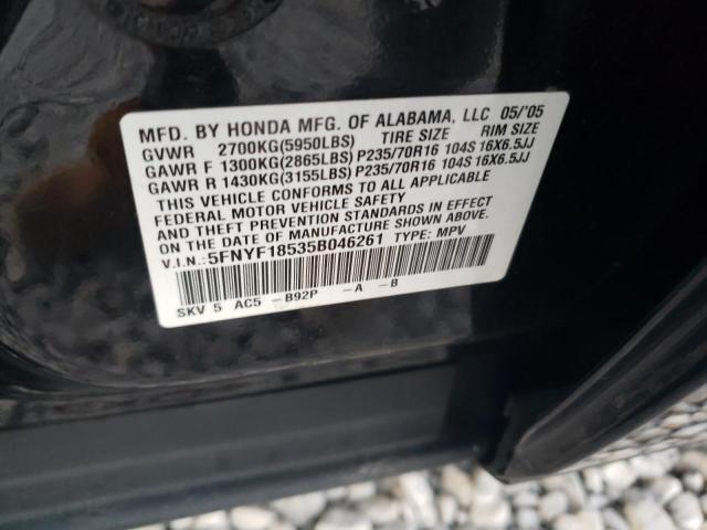 Photo 10 from auction – 2005 HONDA PILOT EXL with VIN 5FNYF18535B046261