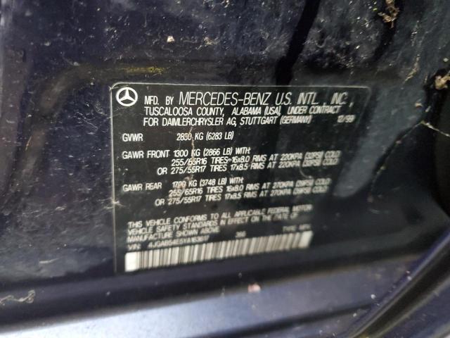 Photo 10 from auction – 2000 MERCEDES-BENZ ML 320 with VIN 4JGAB54E5YA163617