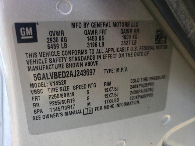 Photo 10 from auction – 2010 BUICK ENCLAVE CX with VIN 5GALVBED2AJ243697
