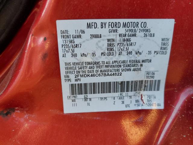Photo 10 from auction – 2007 FORD EDGE SE with VIN 2FMDK46C67BA44822