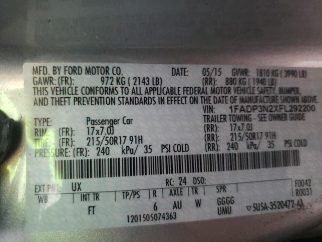 Photo 10 from auction – 2015 FORD FOCUS TITA with VIN 1FADP3N2XFL292200