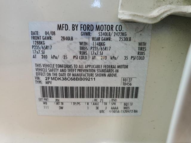 Photo 10 from auction – 2008 FORD EDGE SEL with VIN 2FMDK38C68BB09211