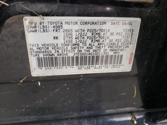 Photo 10 from auction – 2001 TOYOTA HIGHLANDER with VIN JTEGD21A610011331