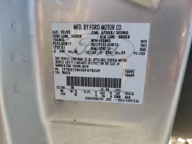 Photo 10 from auction – 2005 FORD F150 with VIN 1FTRX12WX5FA78249