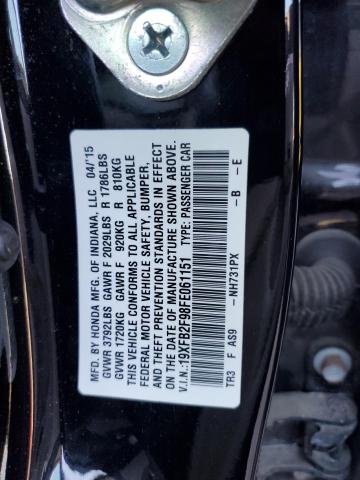 Photo 10 from auction – 2015 HONDA CIVIC EXL with VIN 19XFB2F98FE061151