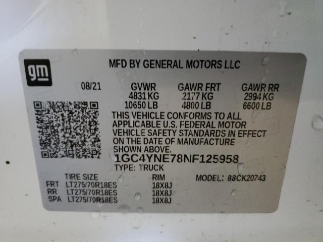 Photo 10 from auction – 2022 CHEVROLET SILVERADO with VIN 1GC4YNE78NF125958
