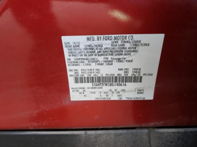 Photo 10 from auction – 2011 FORD TAURUS LIM with VIN 1FAHP2FW5BG140616