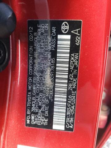 Photo 10 from auction – 2012 TOYOTA COROLLA BA with VIN JTDBU4EE3C9178185