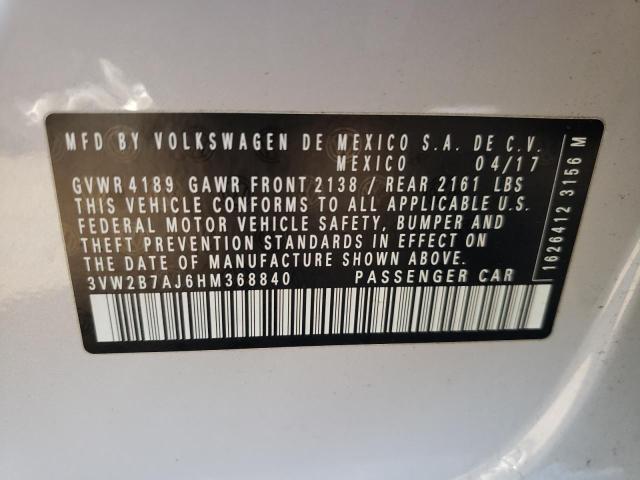 Photo 10 from auction – 2017 VOLKSWAGEN JETTA S with VIN 3VW2B7AJ6HM368840