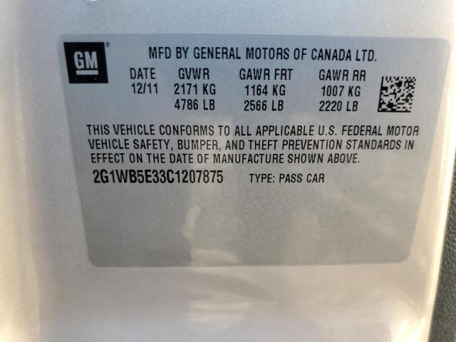 Photo 10 from auction – 2012 CHEVROLET IMPALA LT with VIN 2G1WB5E33C1207875