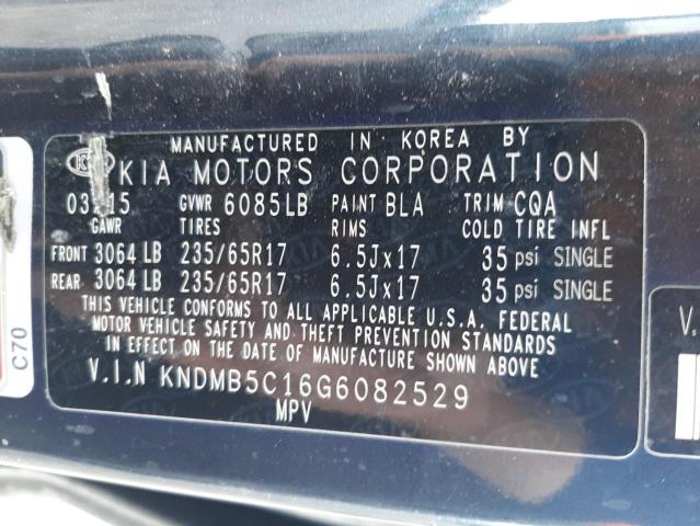 Photo 10 from auction – 2016 KIA SEDONA LX with VIN KNDMB5C16G6082529