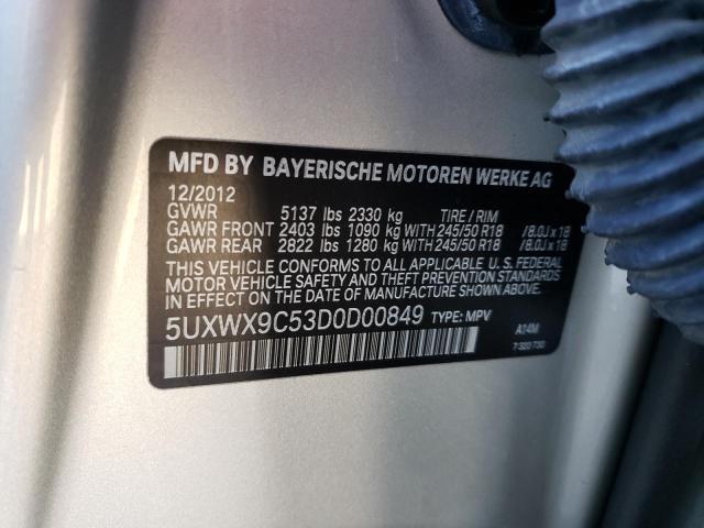 Photo 10 from auction – 2013 BMW X3 XDRIVE2 with VIN 5UXWX9C53D0D00849