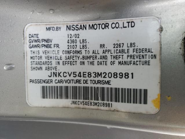 Photo 10 from auction – 2003 INFINITI G35 with VIN JNKCV54E83M208981