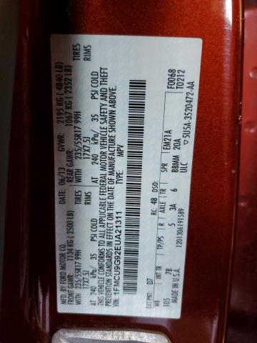 Photo 10 from auction – 2014 FORD ESCAPE SE with VIN 1FMCU9G92EUA21311
