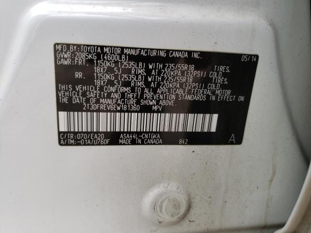 Photo 10 from auction – 2014 TOYOTA RAV4 LIMIT with VIN 2T3DFREV6EW181360